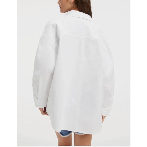 Good American Denim Shacket White Size 1/2 - Picture 3 of 5